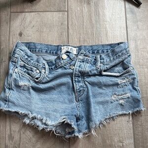 We The Free Light Blue Distressed Jean Shorts